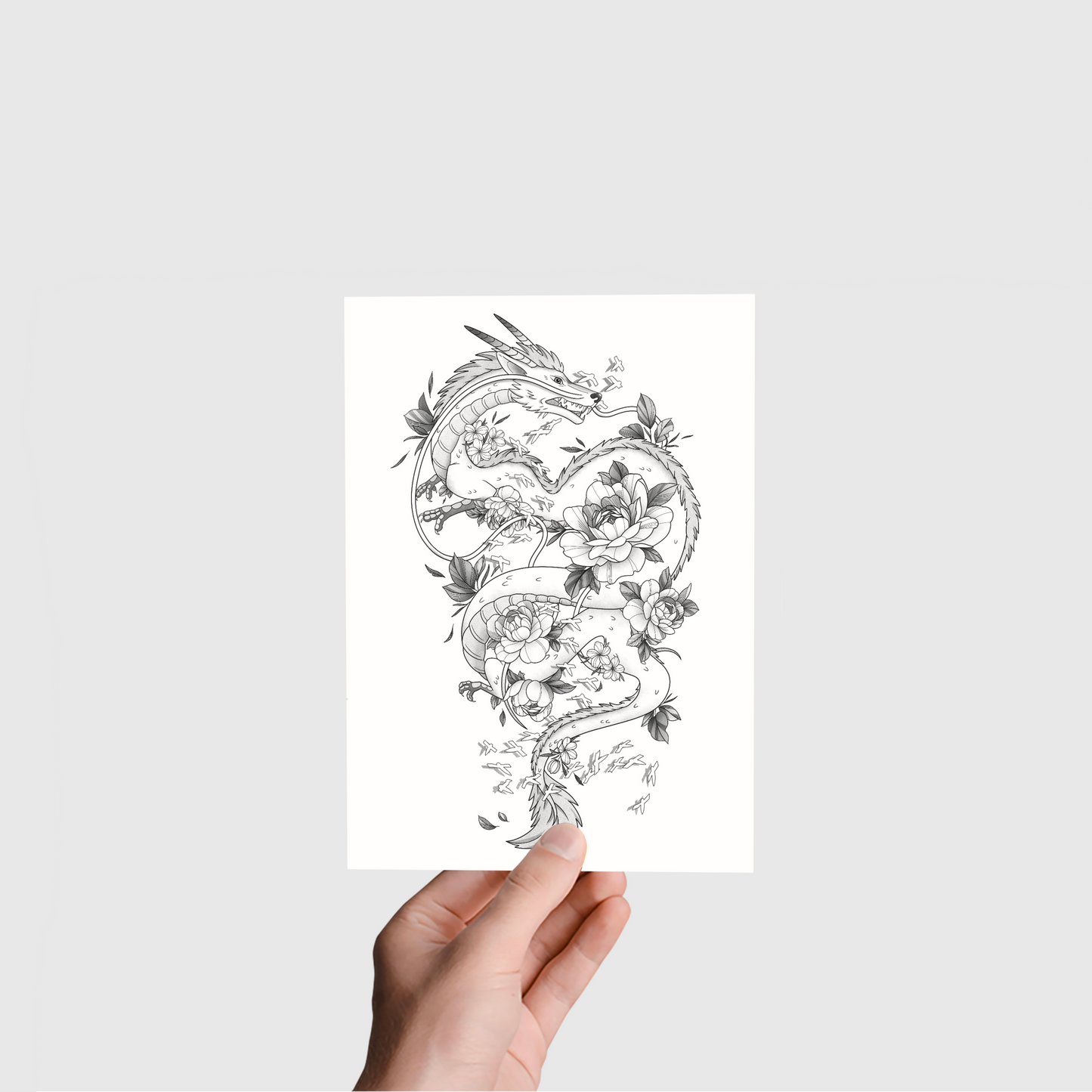 Pfingstrosen Drachen Print